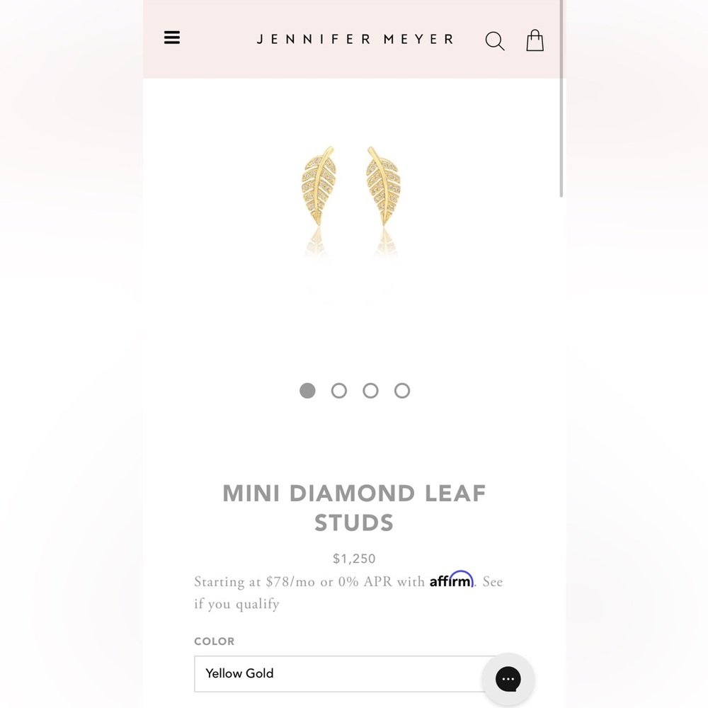 Jennifer Meyer Mini Diamond Leaf Studs - Never worn with box
